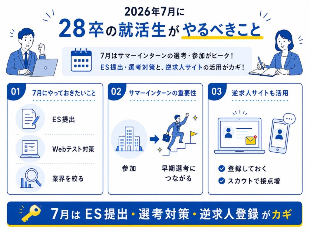 2026年7月に28卒の就活生がやるべきこと