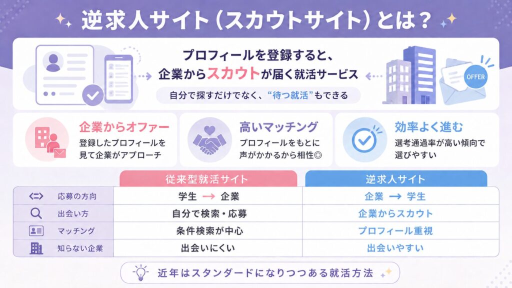 逆求人サイト（スカウト型就活サイト）とは？