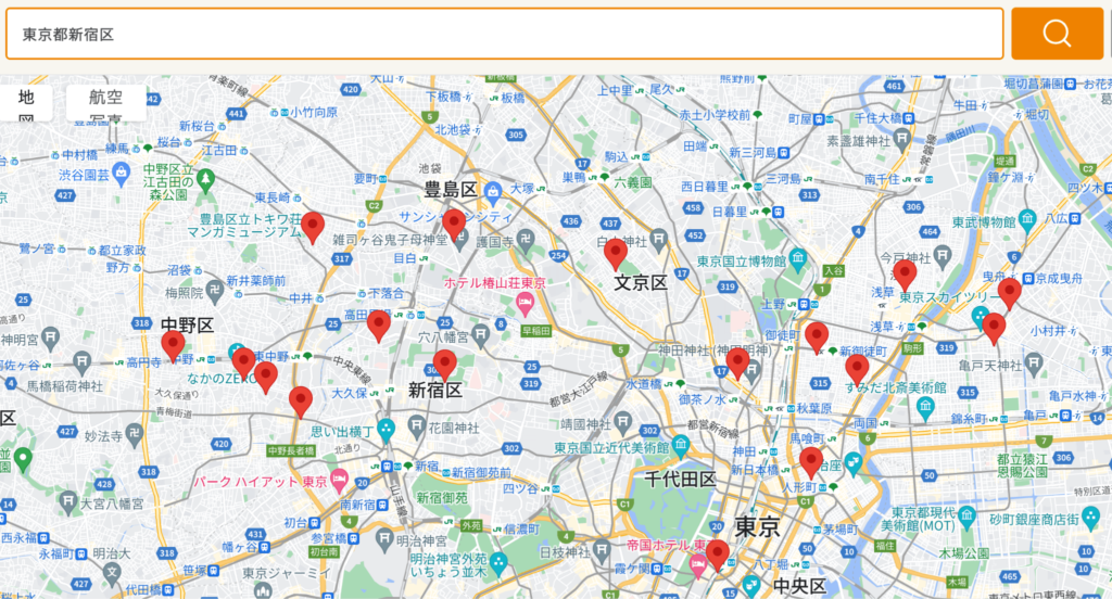 保育求人ガイドの「地図から探す」機能